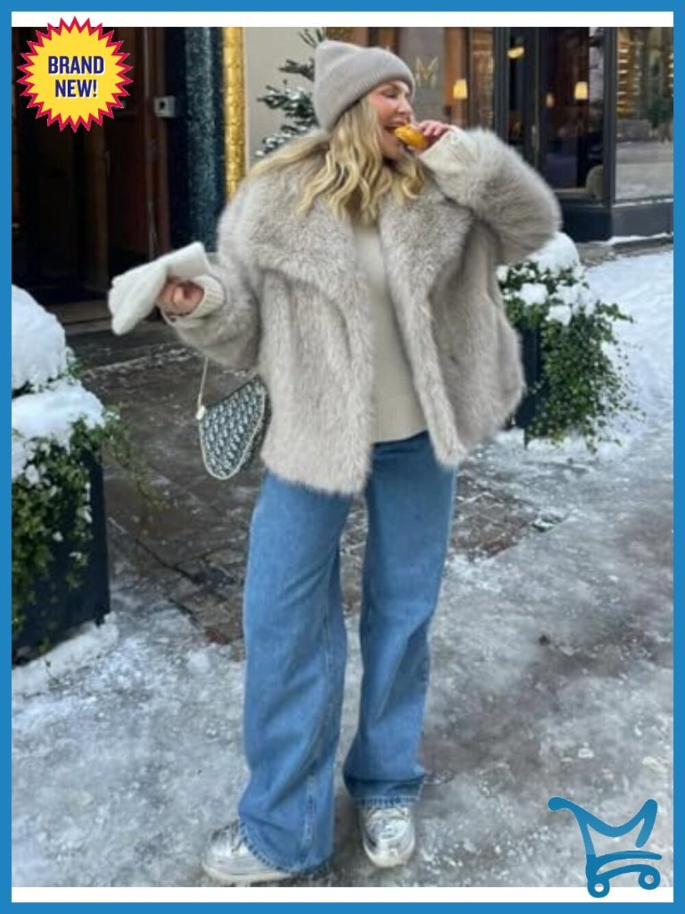 Women's Faux Fur Jacket Winter Long Sleeve Lapel Fluffy Shaggy Coat - Picture 3 of 5